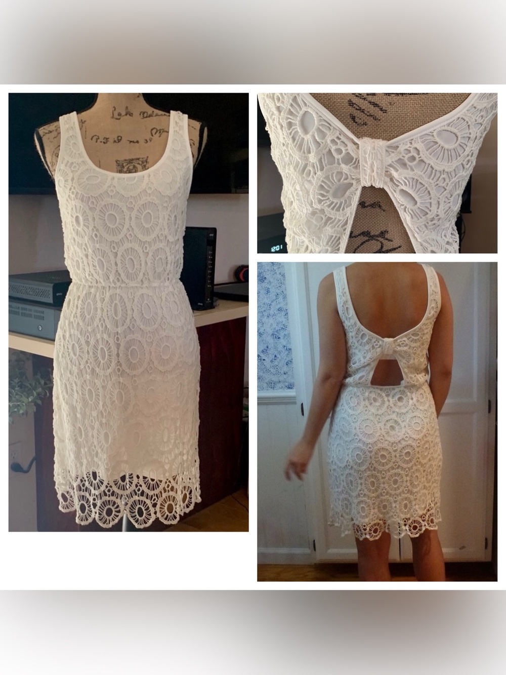 Lauren Conrad Ivory Crochet Pencil Dress size 6